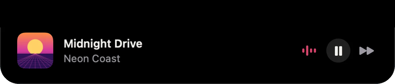 A new song popping out of the MacBook notch with its artwork.